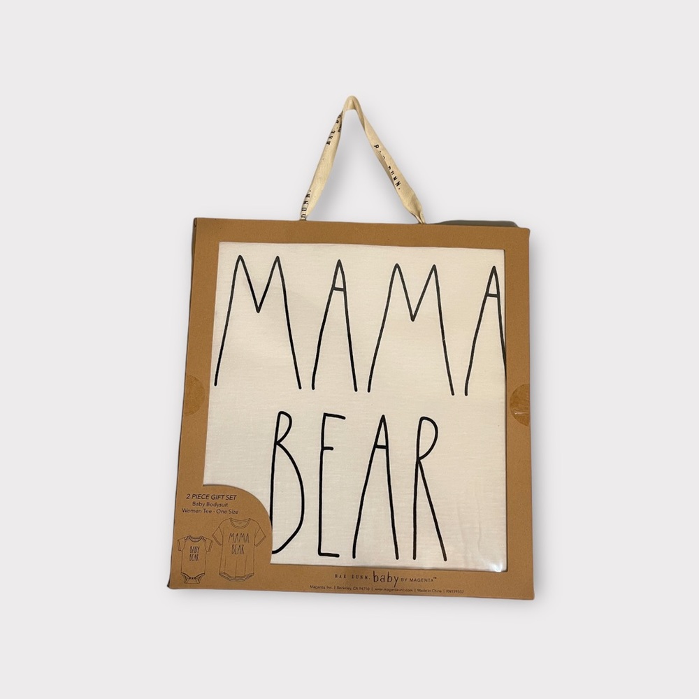 Rae Dunn Mama Bear Top & Baby Bear 3-6 Months Bodysuit 2 Piece Gift Set